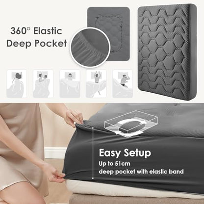 EHEYCIGA Memory Foam Mattress Topper Kingsize Bed, Gel Mattress Pad with Extra Deep Pocket, Breathable Mattress Cover, 180x200x3cm, Dark Grey
