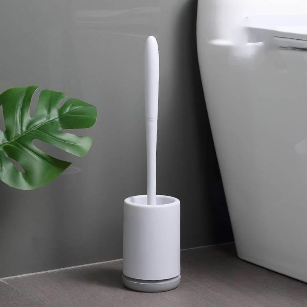 NORRSKOG Toilet Brush,Grey Toilet brush, Bathroom Silicone Toilet Brush and Holder, Ecoco Silicone Toilet Cleaning Brush Kit with Soft Bristle Brush