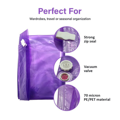 Lavender Vacuum Storage Bag – 60 x 80cm – Reusable Space Saver with Zip Seal & Scented Airtight Closure – Mould, Moisture & Moth Resistant