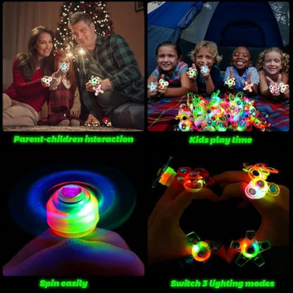 Mikulala Christmas Party Bag Fillers for Kids 24 Pack Light up Rings Back to School Gifts LED Party Favours Glow in The Dark Party Supplies for Kids Birthday Party Prizes