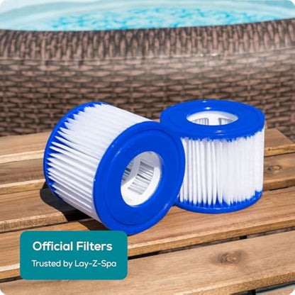 Bestway Lay-Z-Spa Hot Tub Filter Cartridge VI for All Lay-Z-Spa Models - Pack of 2, White