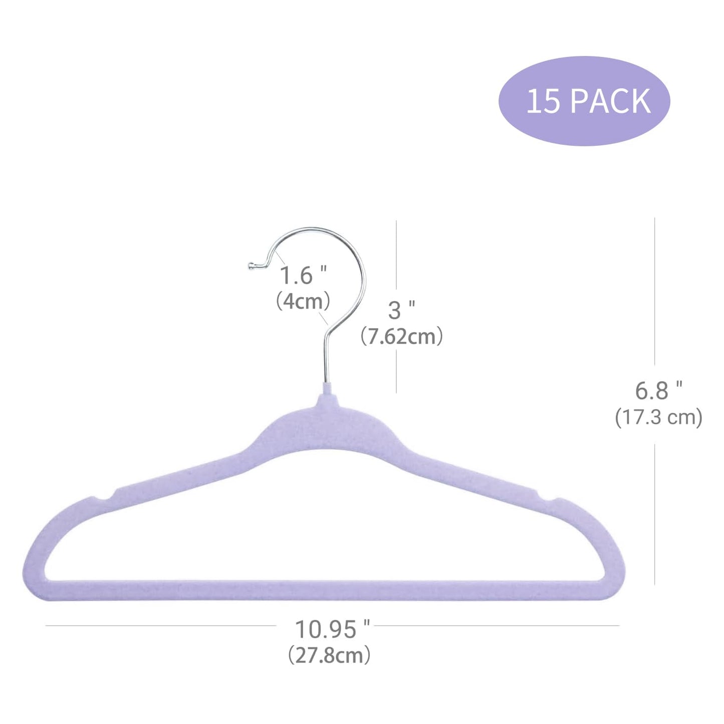 ManGotree 11" Baby Velvet Hangers Non-Slip Kids Hangers 15 Pack Purple