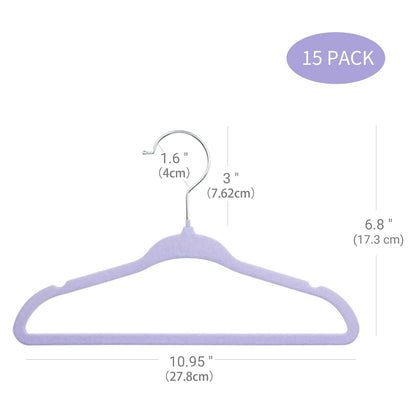 ManGotree 11" Baby Velvet Hangers Non-Slip Kids Hangers 15 Pack Purple