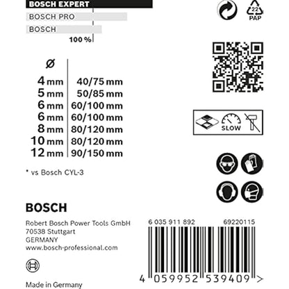 Bosch 7x EXPERT CYL-9 MultiConstruction Drill Bit Set (for Concrete, Soft tiles, Ø 4-12 mm, Professional Accessory Impact Drill/Driver, Rotary Drill/Drivers)