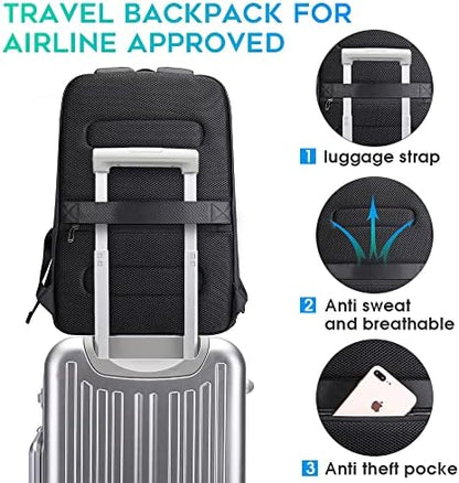 BANGE Business Smart Backpack Waterproof fit 15.6 Inch Laptop Backpack with USB Charging Port,Travel Durable Backpack