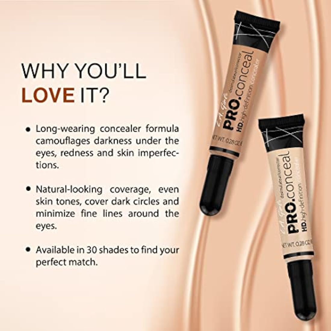 L.A. Girl Cosmetics Pro Conceal HD Concealer, Medium Bisque 8 g