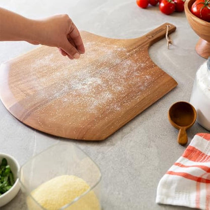 Chef Pomodoro Pizza Peel & Board, 14-inch (35.5 cm), Lightweight Acacia Wood, Baking Pizza & Bread, Oven Accessory