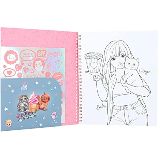 Depesche TOPModel Cutie Star 12434 Colouring Book Set with 40 Pages for Designing Fashion Outfits and a Sticker Sheet