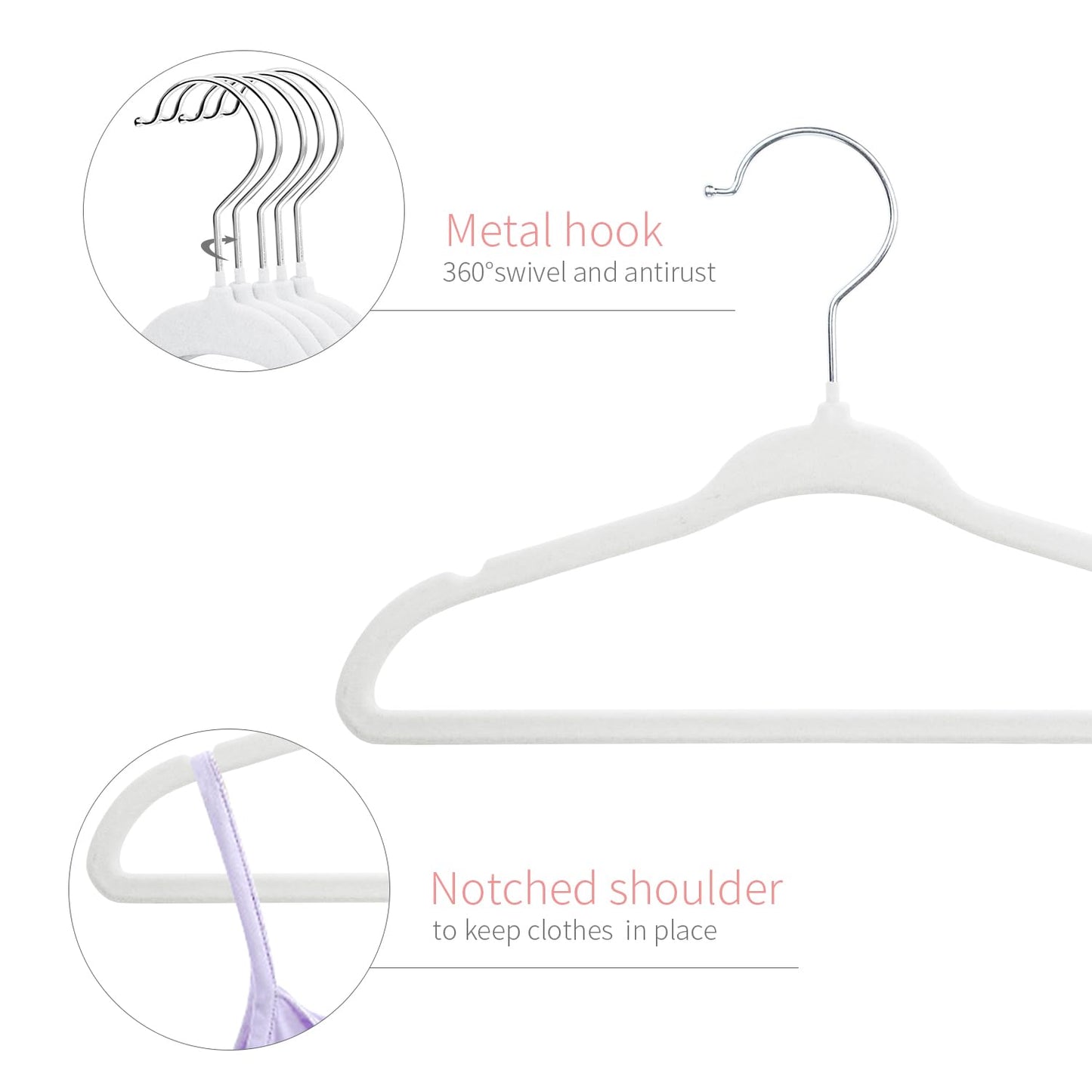 ManGotree 11" Baby Velvet Hangers Non-Slip Kids Hangers 15 Pack White