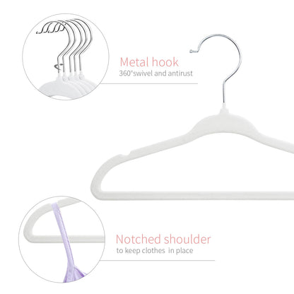 ManGotree 11" Baby Velvet Hangers Non-Slip Kids Hangers 15 Pack White