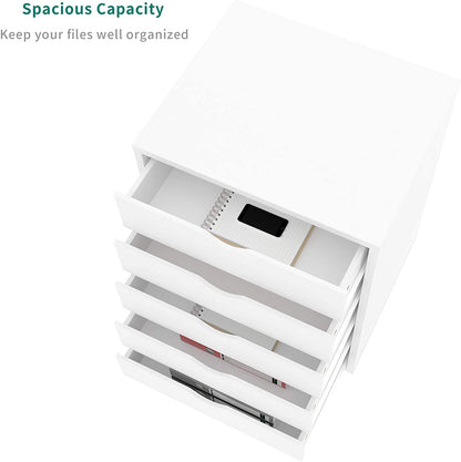 YITAHOME 5 Drawer Mobile Rolling File Cabinet,Wooden Filing Cabinet for A4, Letter Size Document, Under Desk File Storage Cabinet