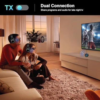 Giveet Bluetooth V5.3 Transmitter Receiver for TV, 2-in-1 Wireless Transmitter Adapter for TV Airplane PC MP3 Gym, Bluetooth Receiver for Wired Speakers Headphones, No Delay, Pair 2 Devices, 16 Hours