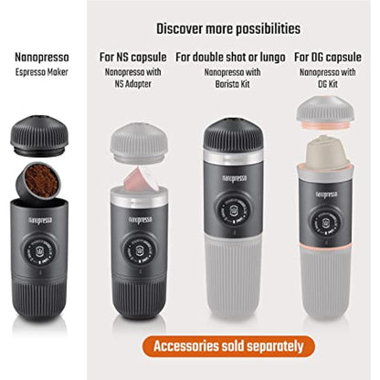 WACACO Nanopresso Portable Espresso Maker, Upgrade Version of Minipresso, 18 Bar Pressure, Red Patrol Edition, Small Travel Coffee Maker, Manually Operated, Compatible with Ground Coffee