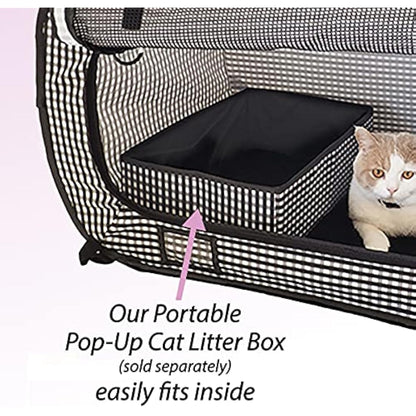 Necoichi Portable Stress Free Cage Carrier and Litter Box, Indoor & Outdoor, Travel (Black, Cage/Kennel+Litter Box)