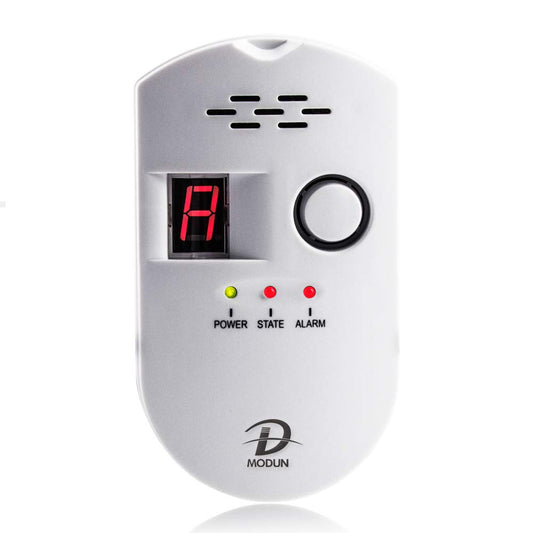 D MODUN Gas Alarm, LPG|Natural Gas|City Coal Gas Leak Detector, 3-Pin Gas Monitor with Sound Alarm and LED Digital Display, Methane Propane Butane