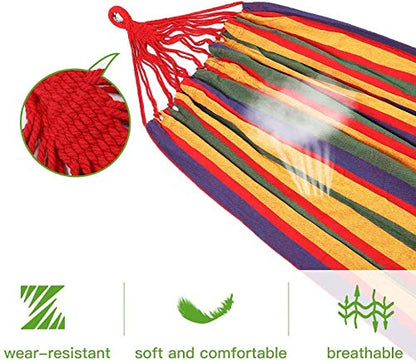 Goutime 9Ft Double Hammock with Stand,550 lbs Capacity, Includes Portable Carrying Bag Perfect for Indoor Outdoor Patio, Deck, Yard,Balcony