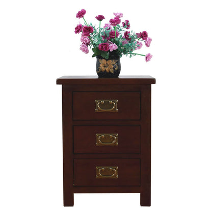 Aurotrice OAK Bedside Table 3 Drawers, Walnut NC Paint Cabinet, OAK Internals W:42 D:32 H:56 CM
