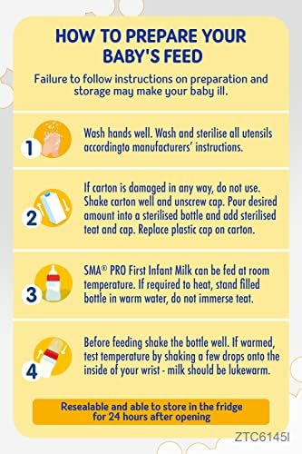 SMA PRO First Infant Baby Milk - From Birth | Ready to Use, Liquid Formula Milk 1 Litre Pack of 6, (Packing May Vary)