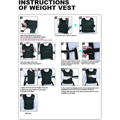 Adjustable Weighted Vest 44LB Workout Weight Vest Training Fitness Weighted Jacket for Man Woman (Included 96 Steel Plates Weights)