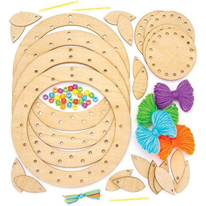 Baker Ross AW601 Wooden Dream Catcher Kit, Dreamcatchers for Kids to Make, Personalise and Display for Arts and Crafts Activities (Pack of 4)