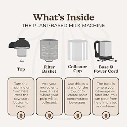 Almond Cow Milk Maker Machine, Plant-Based Milk Maker for Homemade Dairy Free Almond Milk, Soya Milk, Oat Milk, Coconut Milk, & More, Handy Kitchen Electrical Appliances, Makes 5-6 Cups Per Batch,220V