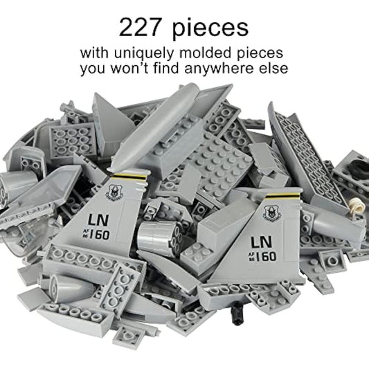 APOSTROPHE Games Fighter Jet Building Block Set – 227-Pcs F-15 Eagle Fighter Jet Building Toys Set – Building Block Plane Toy for Kids Older Than 10 and Adults – Compatible with All Building Bricks
