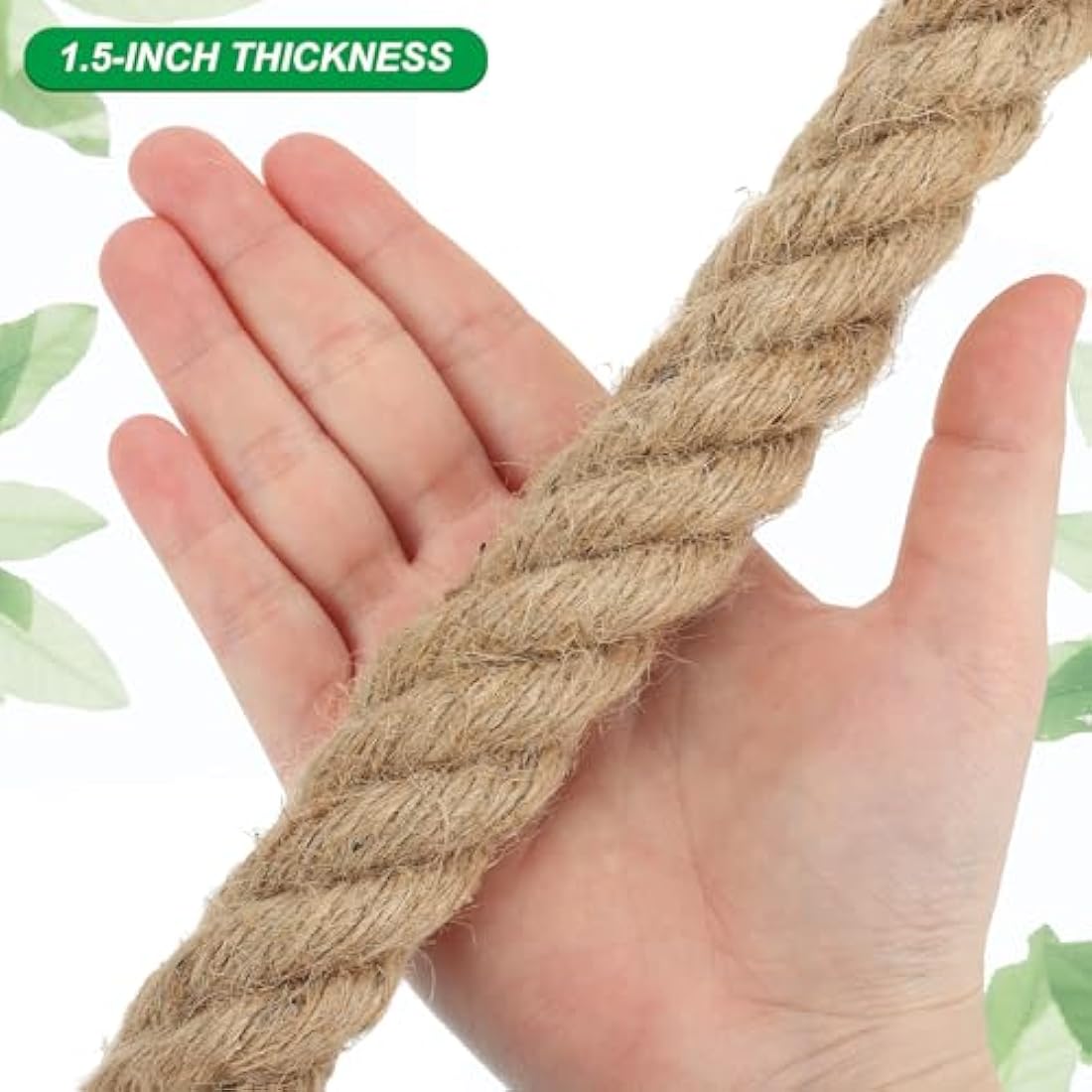 PATIKIL 1-1/2" x 50 Ft Twisted Manila Rope - Natural Thick Jute Rope for Docks, Railings, Bundling, Craft, Tug of War, and Decorating