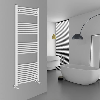Warmehaus Curved Bathroom Heated Towel Rail Radiator White 1600x600mm