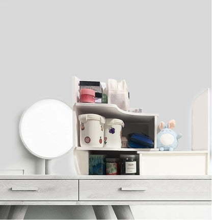 DoToGo Desk Shelf Organizer, Deskop Bookshelf for Small Space Adjustable Expendable for Office, Home, Kitchen (white-wanqu-wlk)