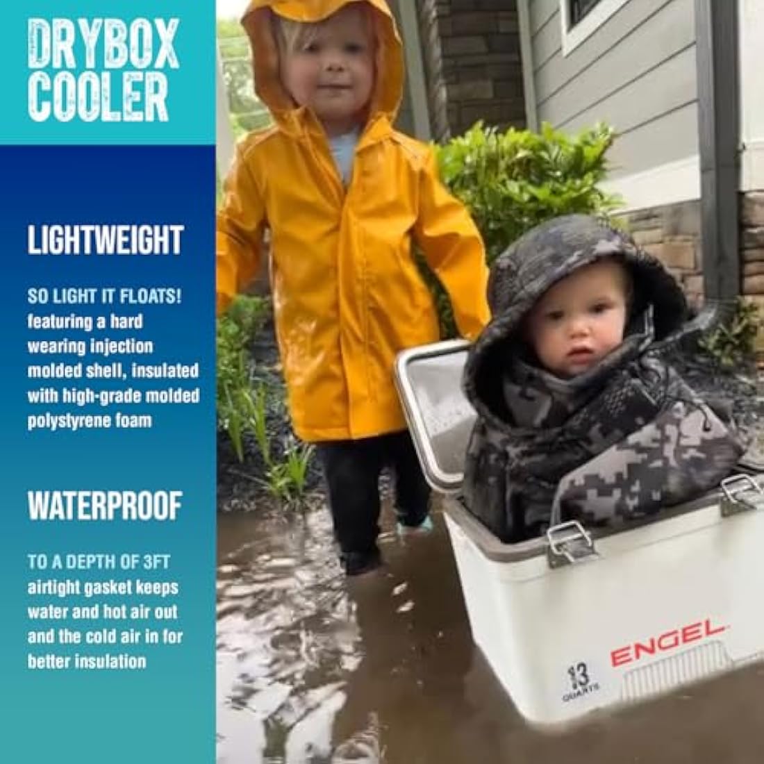 ENGEL Cooler Box 28.4 L - Leak-Proof, Air Tight, Drybox Cooler for Camping, Fishing, Hiking,Picnic - Mini Ice Boxes Large Enough for 30 Cans, 48.3 x 31.7 x 36.8 CM Small Cool Box for Drinks and Food