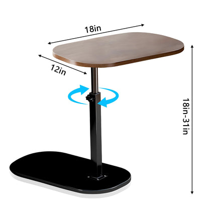 XUDREZ Adjustable C Shaped Side Table, 360°Swivel End Table, Living Sofa Table, Modern Small Coffee Table for Bed/Bathtub (Black-Walnut)