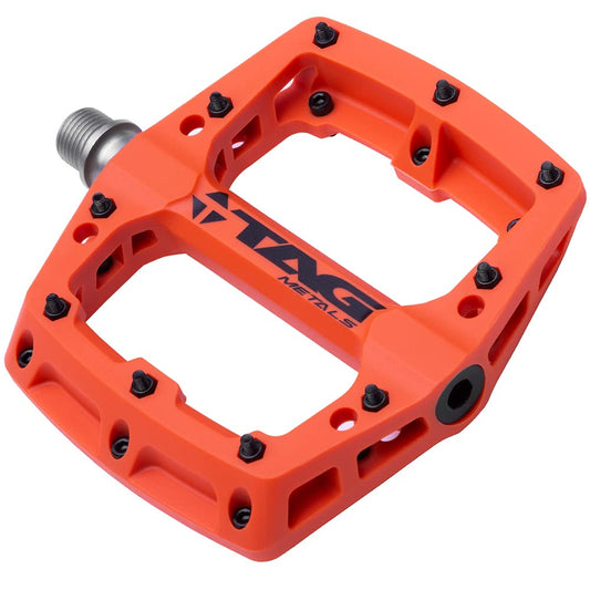 TAG Metals T3 Nylon MTB Pedals 9/16" Axle ? Durable, Lightweight Platform Pedals with Anti-Slip Pins, Ideal for Mountain Biking and BMX (Orange)