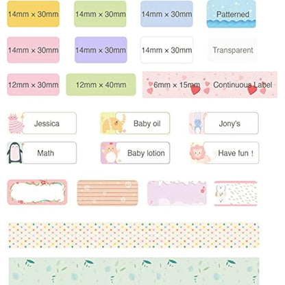 SUPVAN E10 & E11 & E16 Label Maker Tape, 15mm × 6 m Genuine Continuous Laminated Thermal Label Tape Refill, Waterproof Oilproof Child-Safe Durable Auto Detect Labels, Black on Dots