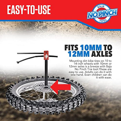 BAJA NO PINCH Minibike Tyre Changing Kit – Mini Pushrod, 10mm/12mm Axle Sleeves – Dirt Bike Tool Kit, Motorcycle Tyre Changer, Tyre Monkey Lever, Bike Tool & Wheel Accessories