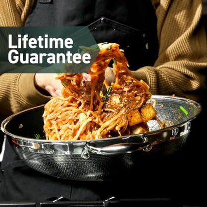 HexClad Hybrid Nonstick 25 cm Wok, Stay-Cool Handle, Dishwasher-Friendly, Oven-Safe Up to 480°C, Induction Ready, Compatible with All Cooktops