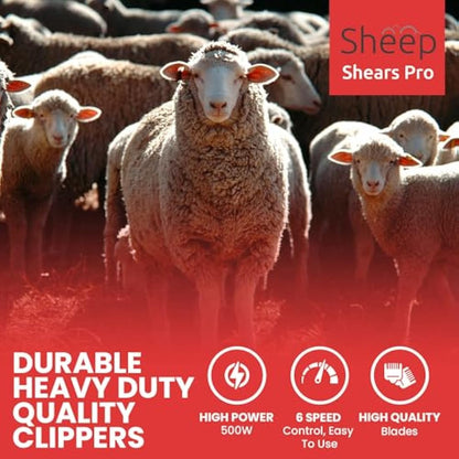 Sheep Shears Pro 220V UK Plug 500W Professional Heavy Duty Electric Shearing Clippers with 6 Speed, for Shaving Fur Wool in Sheep, Goats, Cattle, Farm Livestock Pet,CE