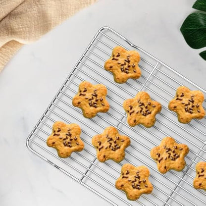 Baking Tray & Rack Set [2 Sheets + 2 Racks], Stainless Steel Non Stick Oven Tray with Rack, Large Cookie Sheet Pan for Baking Cooking, Heavy Duty, Easy Clean, Dishwasher Safe (16 x 12 x 1 inch)