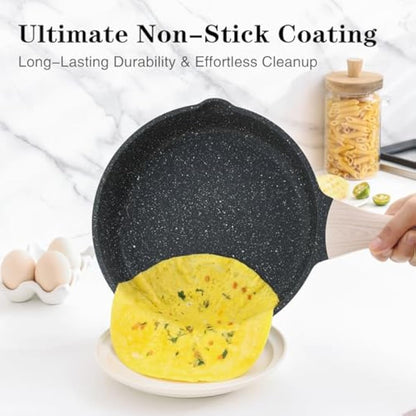 Kordisen Non Stick Frying Pans Skillet, 32 cm Granite Large Frying Pans Nonstick for Cooking, Healthy Induction Cookware, Heat Resistant Handle, PFOA Free