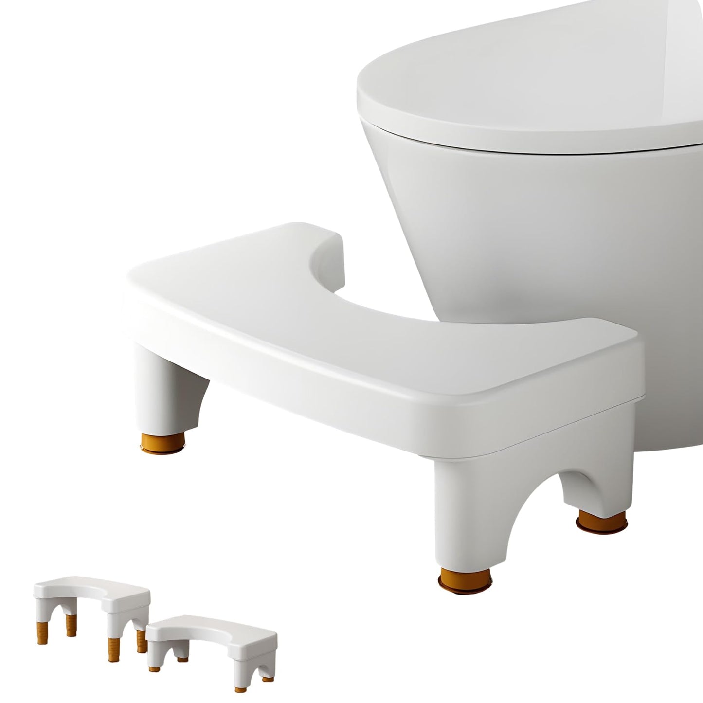 Toilet Stool Squat Adult,Bathroom Toilet Potty Stool,4 Heights Adjustable from 15-21 cm, non-slip feet at a Comfortable Angle for Children and