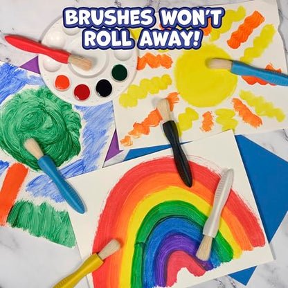 READY 2 LEARN Triangle Grip Paint Brushes | Set of 6 | 18m+ | Easy to Hold Paint Brushes for 2, 3 and 4 Year Olds | Encourage Writing Grip