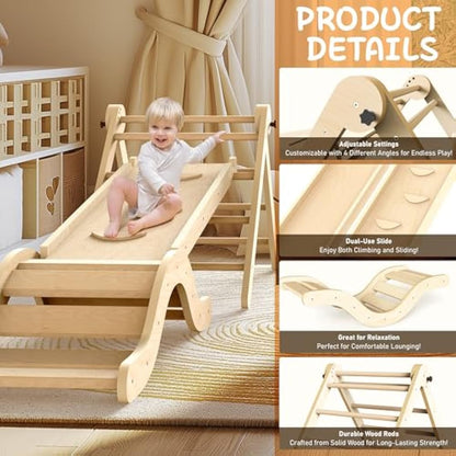 Montessori Indoor Playset: 7-in-1 Climbing Frame with Slide, Arch & Mat for Toddlers and Children (1-3 Years)