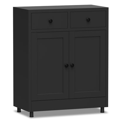 JINKUR Metal Storage Cupboard with 2 Drawers and Adjustable Shelf, Sideboard Buffet Cabinet for Home, Office, Hallway, Entryway, Living Room