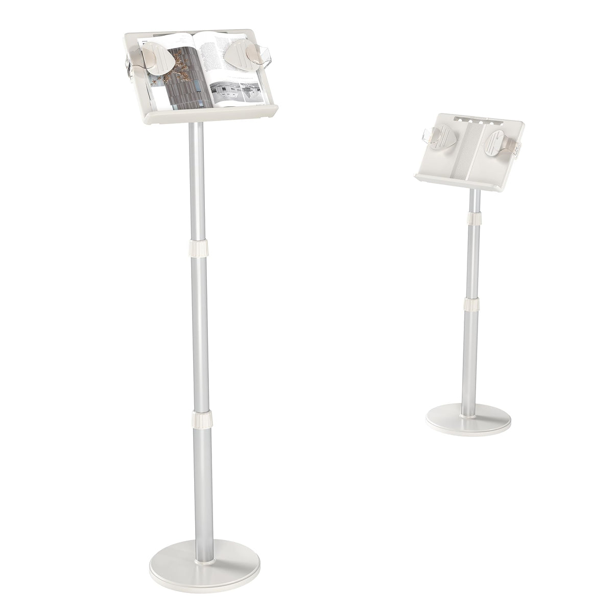 lesolar Lectern Podium Stand & Book Stand 2 in 1 Adjustable 63~130cm Portable Standing Desk Table Steady Book Stand with Paper Clips