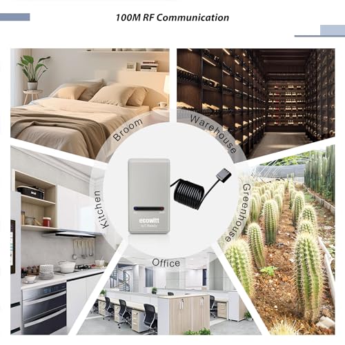 ECOWITT Gateway GW1200 for Weather Stations with Outdoor Sensor Wireless, Indoor 3 in 1 Temperature, Humidity, and Barometric Sensor for Home Office IOT, Base Station for Ecowitt Sensor Series 868 HMZ