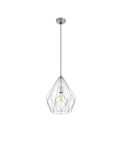 Eglo Pendant Lamp Carlton, 1 Bulb Vintage Pendant Light, Retro Hanging Lamp Made of Steel, Colour: Silver, Socket: E27