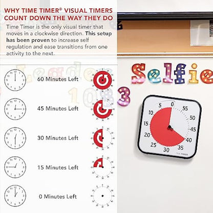 TIME TIMER Countdown Clock, Acrylic, White, 30x30x4 cm