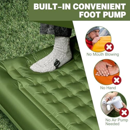 NexusNurture Camping Mat, 12CM Thicken Self Inflating Camping Mat with Built-in Pump & Pillow, Ultralight Mattress Sleeping Mat, Waterproof Camping Bed for Backpacking, Hiking, Camping and Beach