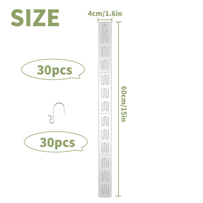 JINGHANGER Pack of 30 Hanging Strips Plastic Merchandise Show Stripes with Hooks Display Merchandise Strips for Retail Displays 60 x 4 cm
