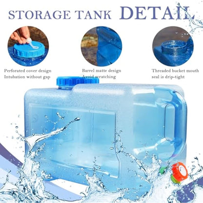 TIHOOK Water Container with Tap, Portable Camping Water Container, BPA-Free Drink Water Carrier, Easy Clean Water Tank, for Home, Camping Outdoor, Party, Van, RV, School, Emergency