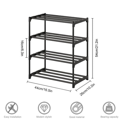 Shoe Rack, 4 Tier Small Shoe Rack, Shoe Storage Rack, Sturdy Shoe Stand